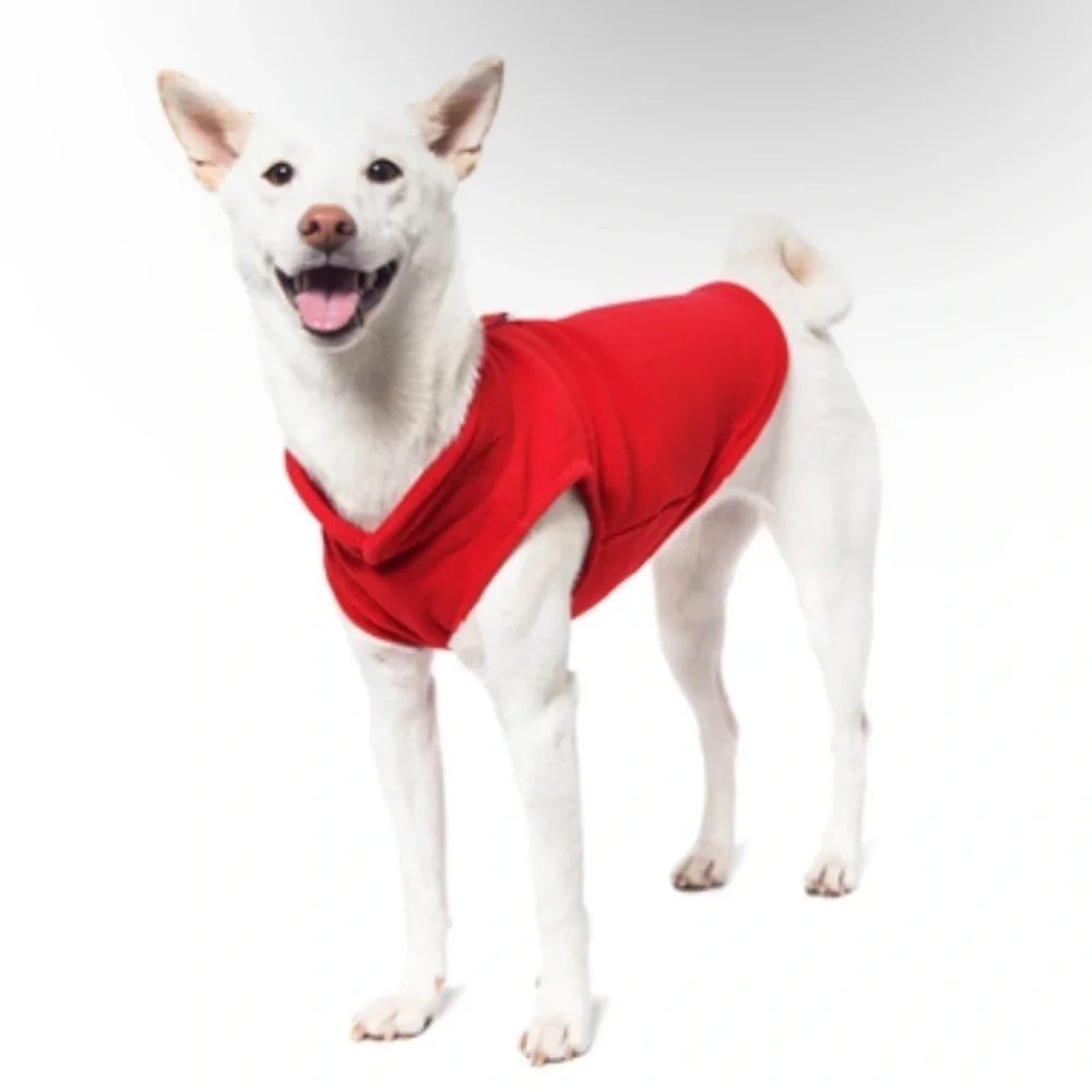 Gooby fleece red dog sweater harness for large dogs, large dog winter clothing